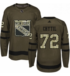 Mens Adidas New York Rangers 72 Filip Chytil Premier Green Salute to Service NHL Jersey 