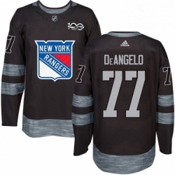 Mens Adidas New York Rangers 77 Anthony DeAngelo Authentic Black 1917 2017 100th Anniversary NHL Jersey 