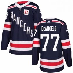 Mens Adidas New York Rangers 77 Anthony DeAngelo Authentic Navy Blue 2018 Winter Classic NHL Jersey 