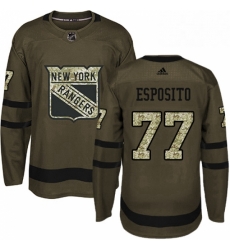 Mens Adidas New York Rangers 77 Phil Esposito Authentic Green Salute to Service NHL Jersey 