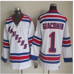 New York Rangers #1 Eddie Giacomin White CCM Throwback Stitched NHL Jersey