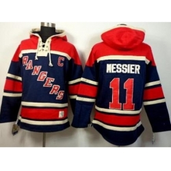 New York Rangers 11 Mark Messier Navy Blue Stitched NHL Sawyer Hooded Sweatshirt