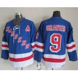 New York Rangers #9 Adam Graves Light Blue CCM Throwback Stitched NHL Jersey