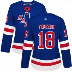 Womens Adidas New York Rangers 18 Walt Tkaczuk Authentic Royal Blue Home NHL Jersey 