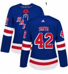 Womens Adidas New York Rangers 42 Brendan Smith Premier Royal Blue Home NHL Jersey 