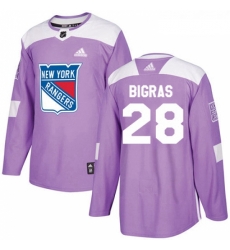 Youth Adidas New York Rangers 28 Chris Bigras Authentic Purple Fights Cancer Practice NHL Jersey 