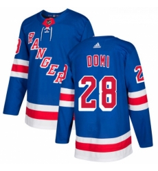 Youth Adidas New York Rangers 28 Tie Domi Authentic Royal Blue Home NHL Jersey 