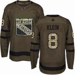 Youth Adidas New York Rangers 8 Kevin Klein Authentic Green Salute to Service NHL Jersey 