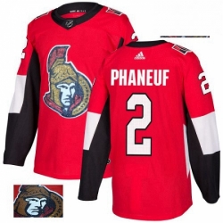 Mens Adidas Ottawa Senators 2 Dion Phaneuf Authentic Red Fashion Gold NHL Jersey 