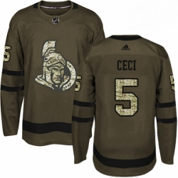 Mens Adidas Ottawa Senators 5 Cody Ceci Premier Green Salute to Service NHL Jersey 