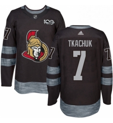 Mens Adidas Ottawa Senators 7 Brady Tkachuk Authentic Black 1917 2017 100th Anniversary NHL Jersey 