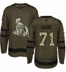 Mens Adidas Ottawa Senators 71 Gabriel Gagne Premier Green Salute to Service NHL Jersey 