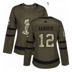 Womens Adidas Ottawa Senators 12 Marian Gaborik Authentic Green Salute to Service NHL Jersey 