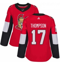 Womens Adidas Ottawa Senators 17 Nate Thompson Premier Red Home NHL Jersey 