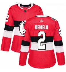 Womens Adidas Ottawa Senators 2 Dylan DeMelo Authentic Red 2017 100 Classic NHL Jersey 