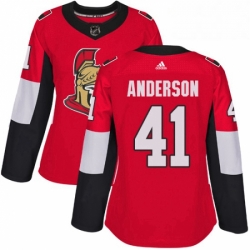 Womens Adidas Ottawa Senators 41 Craig Anderson Authentic Red Home NHL Jersey 