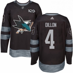 Mens Adidas San Jose Sharks 4 Brenden Dillon Premier Black 1917 2017 100th Anniversary NHL Jersey 