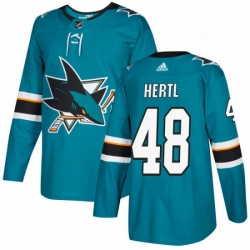 Mens Adidas San Jose Sharks 48 Tomas Hertl Premier Teal Green Home NHL Jersey 