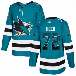 Mens Adidas San Jose Sharks 72 Tim Heed Authentic Teal Drift Fashion NHL Jersey 