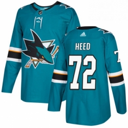 Mens Adidas San Jose Sharks 72 Tim Heed Premier Teal Green Home NHL Jersey 