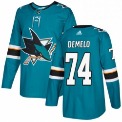 Mens Adidas San Jose Sharks 74 Dylan DeMelo Premier Teal Green Home NHL Jersey 