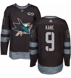 Mens Adidas San Jose Sharks 9 Evander Kane Authentic Black 1917 2017 100th Anniversary NHL Jersey 