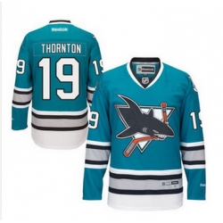 San Jose Sharks #19 Joe Thornton Teal 25th Anniversary Stitched NHL Jersey