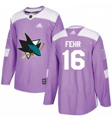 Youth Adidas San Jose Sharks 16 Eric Fehr Authentic Purple Fights Cancer Practice NHL Jersey 