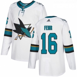 Youth Adidas San Jose Sharks 16 Eric Fehr Authentic White Away NHL Jersey 