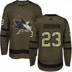 Youth Adidas San Jose Sharks 23 Barclay Goodrow Premier Green Salute to Service NHL Jersey 