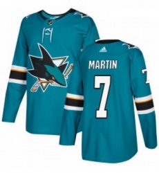 Youth Adidas San Jose Sharks 7 Paul Martin Premier Teal Green Home NHL Jersey 