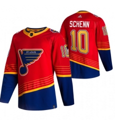 Men St  Louis Blues 10 Brayden Schenn Red Adidas 2020 21 Reverse Retro Alternate NHL Jersey