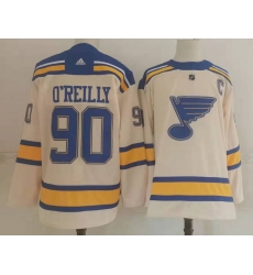 Men St Louis Blues 90 Ryan OReilly Cream 2022 Winter Classic Authentic Jersey