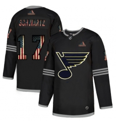 Men St.Louis Blues 17 Jaden Schwartz Black USA Flag Fashion Adidas Jersey