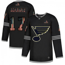 Men St.Louis Blues 17 Jaden Schwartz Black USA Flag Fashion Adidas Jersey