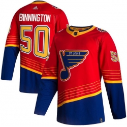 Men St.Louis Blues 50 Jordan Binnington Red 2020 21 Reverse Retro Adidas Jersey