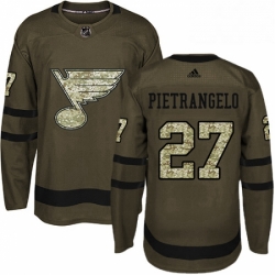 Mens Adidas St Louis Blues 27 Alex Pietrangelo Authentic Green Salute to Service NHL Jersey 