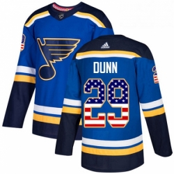 Mens Adidas St Louis Blues 29 Vince Dunn Authentic Blue USA Flag Fashion NHL Jersey 