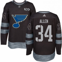 Mens Adidas St Louis Blues 34 Jake Allen Authentic Black 1917 2017 100th Anniversary NHL Jersey 