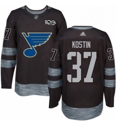 Mens Adidas St Louis Blues 37 Klim Kostin Authentic Black 1917 2017 100th Anniversary NHL Jersey 