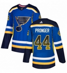 Mens Adidas St Louis Blues 44 Chris Pronger Authentic Blue Drift Fashion NHL Jersey 