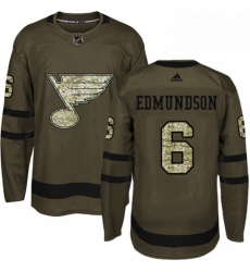 Mens Adidas St Louis Blues 6 Joel Edmundson Premier Green Salute to Service NHL Jersey 