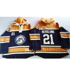 St. Louis Blues 21 Patrik Berglund Navy Blue Gold Sawyer Hooded Sweatshirt Stitched Jersey