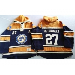 St. Louis Blues 27 Alex Pietrangelo Navy Blue Gold Sawyer Hooded Sweatshirt Stitched Jersey