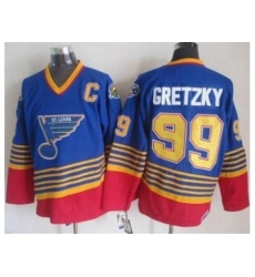 St. Louis Blues #99 Wayne Gretzky Light Blue Red CCM Throwback Stitched NHL Jersey