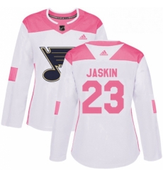 Womens Adidas St Louis Blues 23 Dmitrij Jaskin Authentic WhitePink Fashion NHL Jersey 