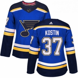 Womens Adidas St Louis Blues 37 Klim Kostin Authentic Royal Blue Home NHL Jersey 