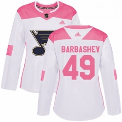 Womens Adidas St Louis Blues 49 Ivan Barbashev Authentic WhitePink Fashion NHL Jersey 