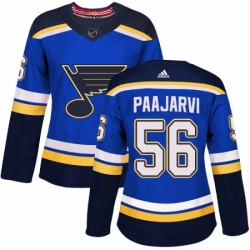 Womens Adidas St Louis Blues 56 Magnus Paajarvi Premier Royal Blue Home NHL Jersey 