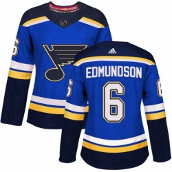 Womens Adidas St Louis Blues 6 Joel Edmundson Authentic Royal Blue Home NHL Jersey 